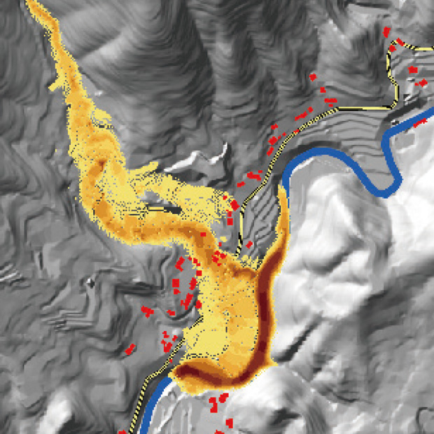 GIS×数値解析による土石流シミュレーション